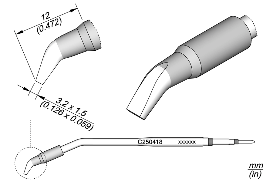 C250418 - Chisel Bent Cartridge 3.2 x 1.5